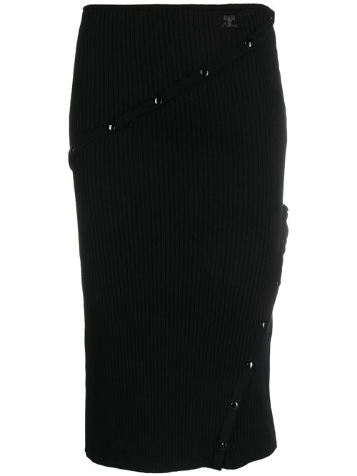 Detachable-panel high-waist skirt - Black