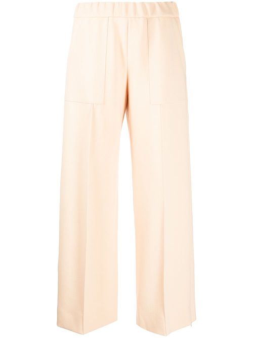 Wide-leg wool trousers - Neutrals