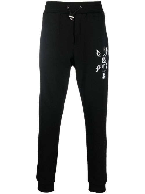 Hexagon tapered track pants - Black