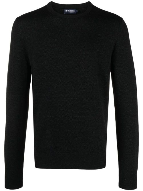 Herringbone jacquard wool jumper - Black
