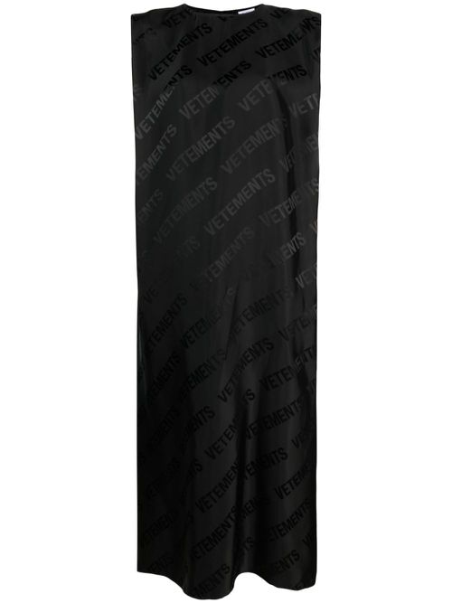 Logo-print sleeveless dress - Black