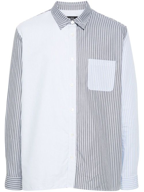 Patchwork striped shirt - Blue