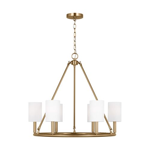 Satin Brass Six Light Chandelier from the Egmont Collection