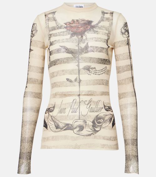 Jean Paul Gaultier Striped printed mesh top