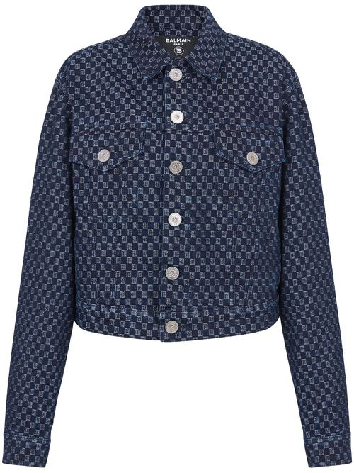 Monogram-print denim jacket - Blue