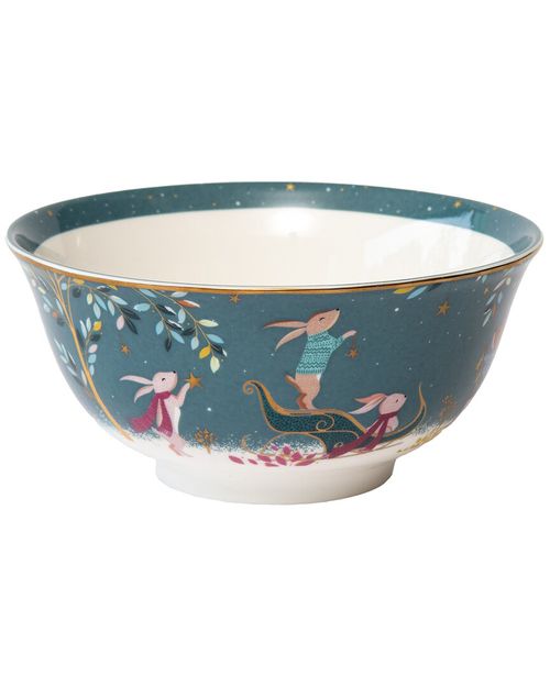 Sara Miller Woodland Tales 6in Rabbit Sleigh Candy Bowl