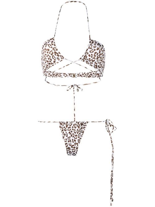 Leopard-print bikini set - White