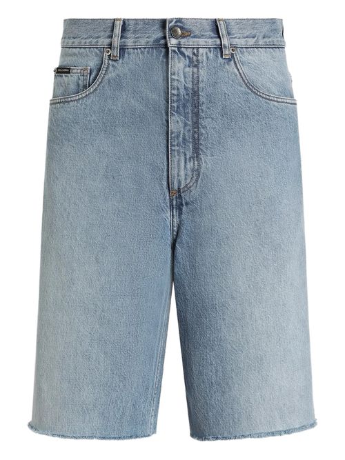 Cotton Five-Pocket Shorts with Covered Zipper and Back Logo Tag (Size 48)
