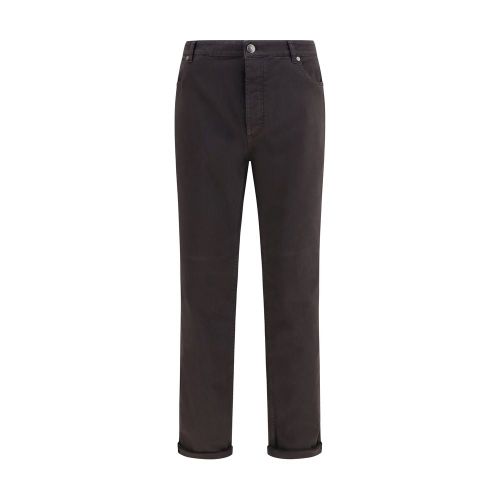Cotton Straight-Leg Jeans — Brown