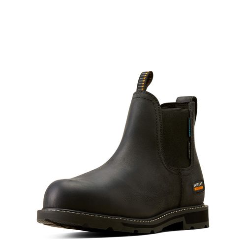 Men's Groundbreaker Chelsea Waterproof Steel Toe Work Boots in Black, D Medium Width