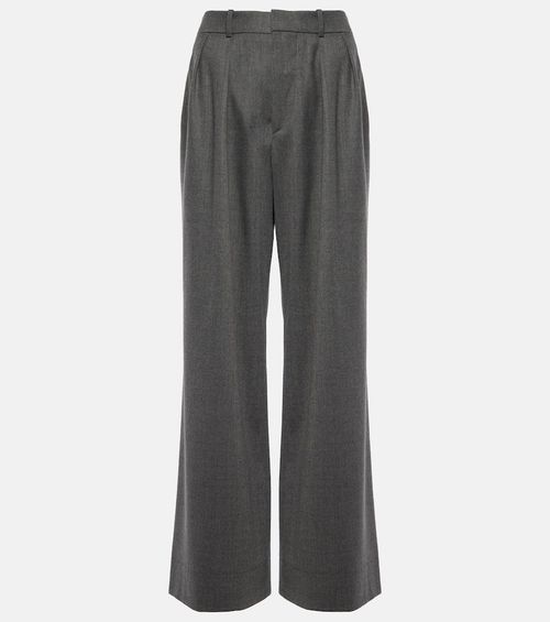 Low-rise wool flannel wide-leg pants