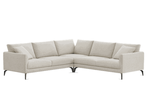 Lena L-Shaped Sectional Sofa Customized, Cream Twill, Matte Black Legs, Spill Resistant, Removable Covers for Sofas
