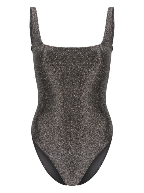 Square-neck glitter swimsuit - Silver