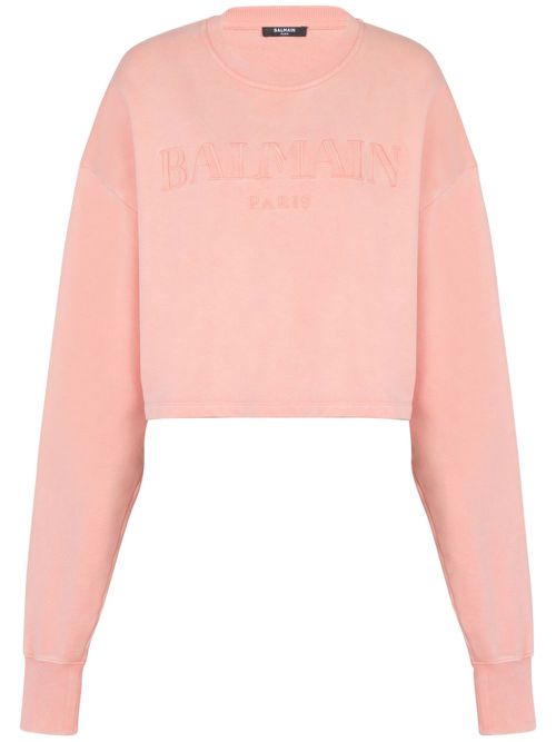 Logo-embroidered cotton sweatshirt - Pink