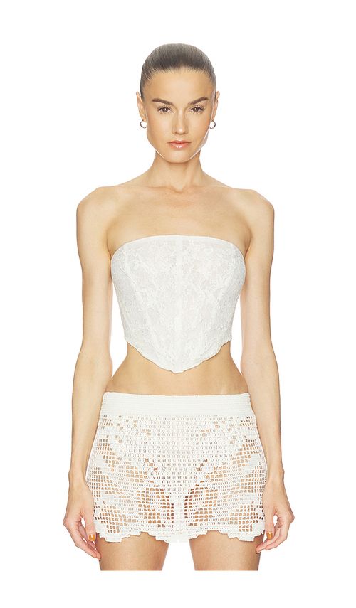 HAELO Feather Lace Corset in Cream. - S also in XS, M