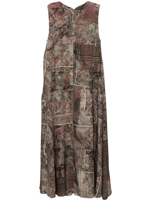 Abstract-print midi dress - Brown