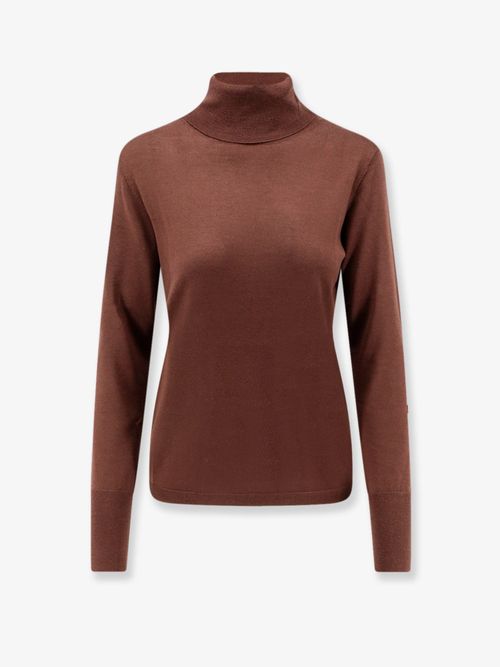 Virgin Wool Turtleneck Sweater — Brown