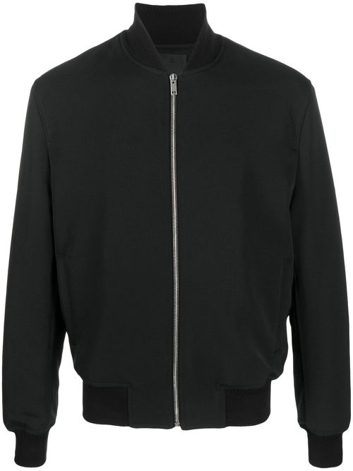 Wool logo lettering bomber jacket - Black