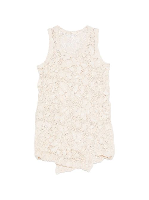 Floral-Lace Cotton Blend Tank Top — Cream