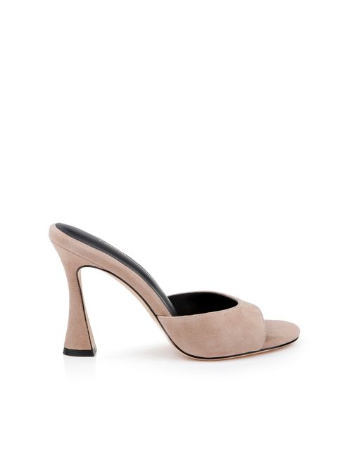 Avery Suede Peep-Toe Mule In Cappuccino Suede