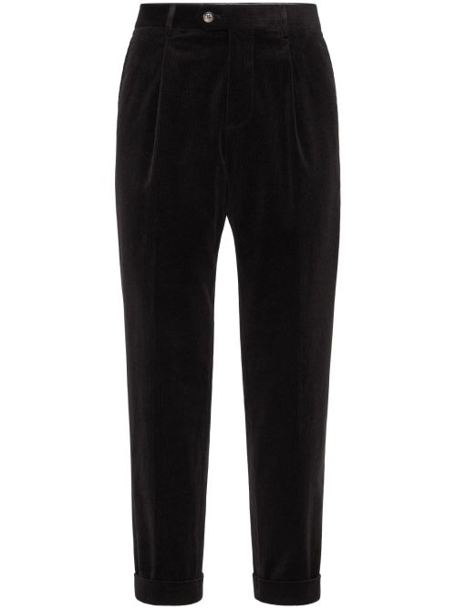 Corduroy tapered trousers - Black