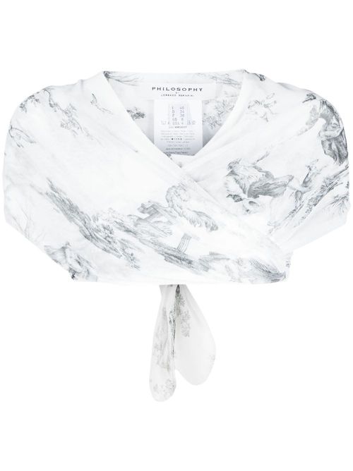 Graphic-print crop top - White