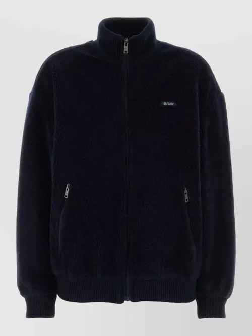 Prada - pile bomber jacket high collar ribbed cuff