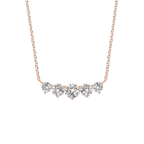 Angara 0.5 Carat Graduated Five Stone Round Diamond Necklace in 14K Rose Gold