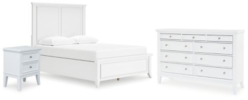Trulani Queen Panel Bed with Dresser and Nightstand, White