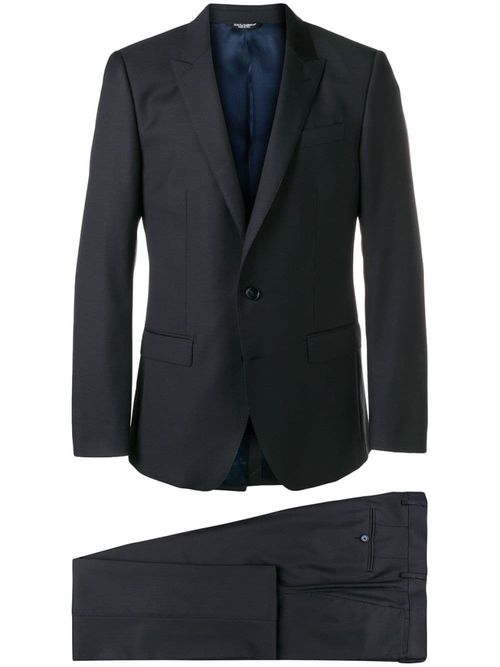 Blue Single-breasted virgin wool two piece suit