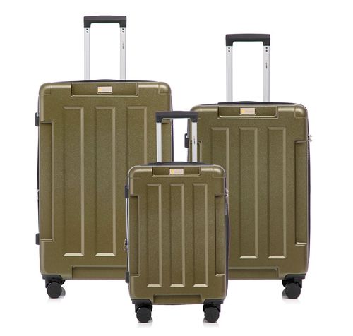 Hawk 3-Piece Luggage Set - Lightweight Expandable ABS Hard Shell Suitcases with Spinner Wheels & Logo Print (28"/24"/20") - Military Travel Collection
