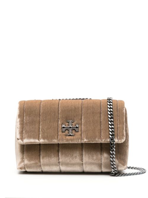 Small Kira velvet shoulder bag - Brown