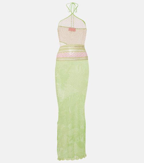 Natalie halterneck cotton-blend maxi dress