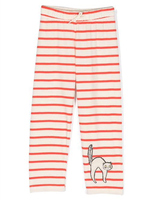 Angry Cat embroidered organic-cotton track pants - Neutrals