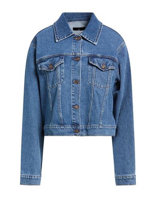 Woman Denim outerwear Blue Size L Cotton, Elastane