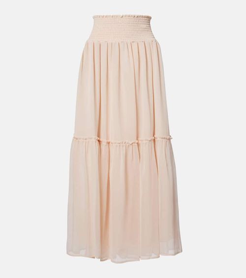 Gathered chiffon maxi skirt