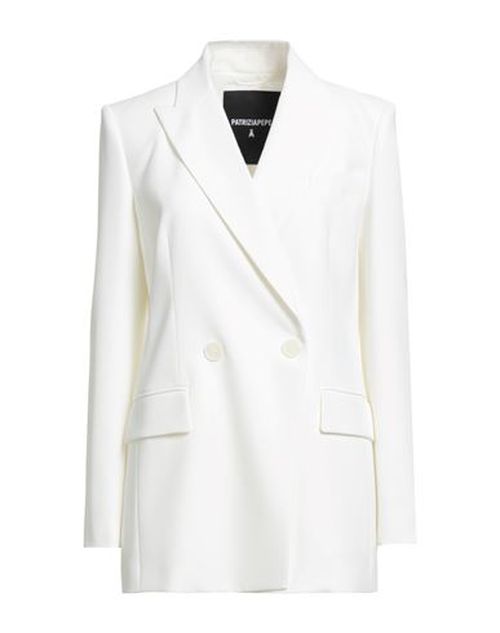 Woman Blazer White Size 10 Polyester, Elastane