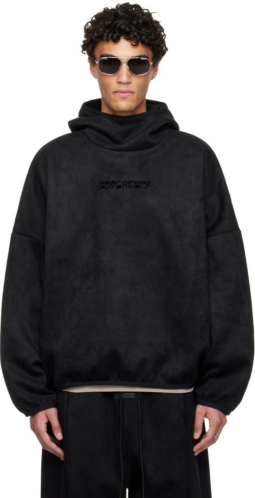 Black Holiday Faux-Suede Fleece Modern Hoodie
