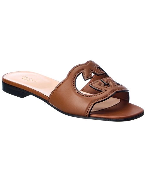 Interlocking G Cutout Leather Sandal