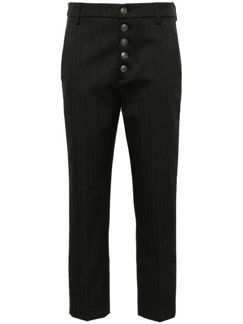 High-waisted cropped trousers - Black