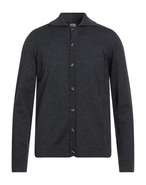 Man Cardigan Charcoal Size 40 Merino Wool