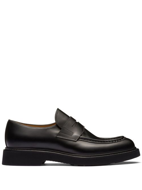Seam-detail leather loafers - Black