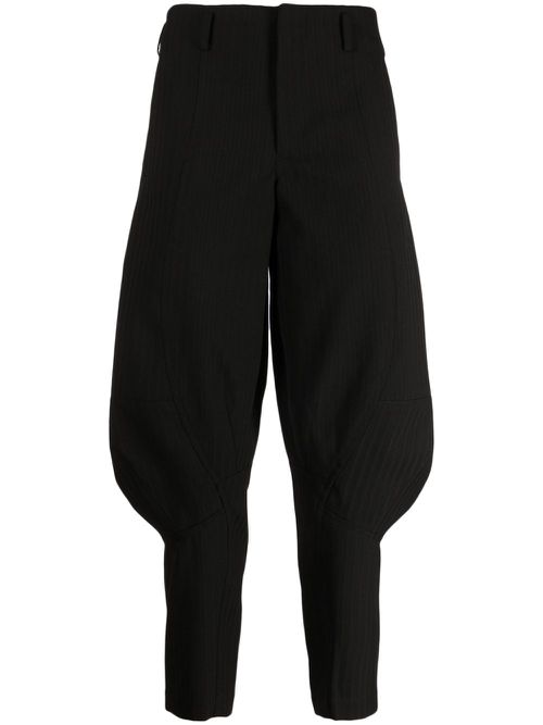 Panelled wool drop-crotch trousers - Black