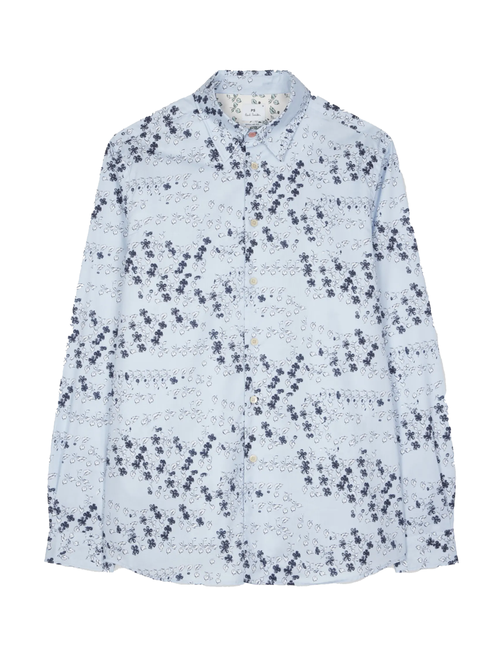 Light Blue Flower Regular Fit Shirt