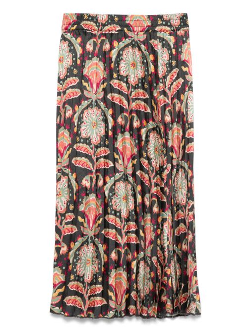 Printed pleated midi skirt - Black