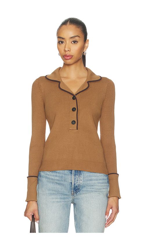 Monse Knitted Pajama Top in Brown. M. Also in