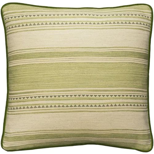 Las Salinas 7, Sustainable Feather, Cushion, 55cm x 55cm, Green - Andrew Martin Cotton Blend Kilim & Stripe