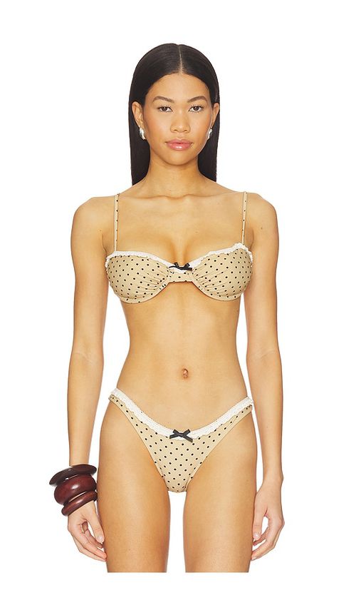 With Jean Jeanie Polka Dot Bikini Top in Beige. - S also in XXS, XS, M
