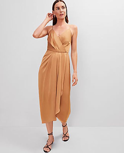 Ann Taylor Draped Midi Sheath Dress
