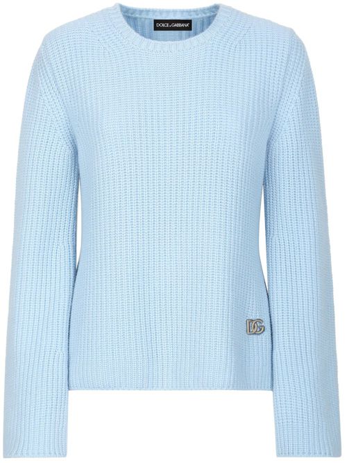 DG-logo plaque cashmere jumper - Blue